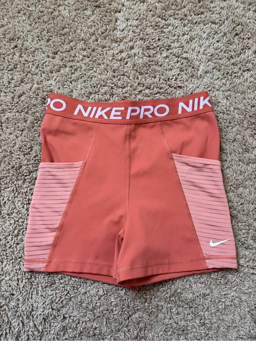 Nike Coral and Light Pink Pro Athletic Shorts